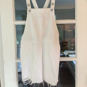 Blank NYC White Distressed Overall Dress